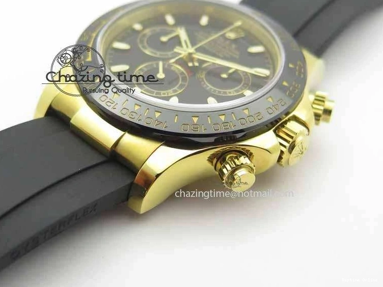 0301 Daytona YG 116518LN JH Best Edition Black Dial On Rubber Strap A4130 (Free XS rubber strap) WeatherProof 3645